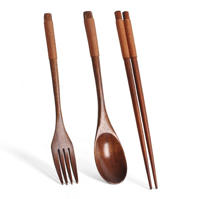 Wooden Cutlery + Chopsticks Dinner Set