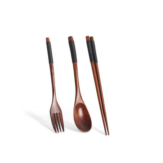 Wooden Cutlery + Chopsticks Dinner Set